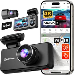 RedTiger F17 Dashcam voor auto - Ultra 4K & 1080P & 1080P– Voor en Achter Camera – Binnenkant camera - 2025 Model - WiFi en GPS – 3.0 Inch met App - Sony Sensor - Dashcams - Parkeerbewaking - G Sensor - Loop opname - Sony Starvis 2 sensor — thumbnail 1
