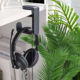 Hoofdtelefoonstandaard voor gaming en computeraccessoires - Roterende headsethouder met kabelclip organizer — thumbnail 2