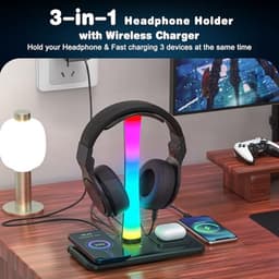 RGB Gaming Headset Houder met Draadloos Opladen en 7 Verlichtings Effecten — thumbnail 5