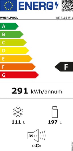 Whirlpool W5711EW1 koel-vriescombinatie Vrijstaand 308 l F Wit — thumbnail 3