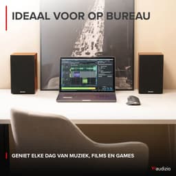 HiFi stereo set - Audizio KS02 - Boekenplank speakers - Bluetooth - Houtlook - 80W — thumbnail 4