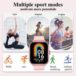 Sjika - Smartwatch – Bluetooth bellen & berichten – Fitness & slaapmonitor – 100+ sportmodi – iPhone & Android – Zwart - RVS — thumbnail 4