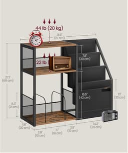 Signature Home LP Opbergsysteem – Vinyl Opbergkast - Platenrek – Platenspeler Meubel met Opbergruimte – LP Kast voor ±140 Platen – Platenspeler Standaard – Hout Metaal – Bruin Zwart – 30x81x69 cm — thumbnail 2