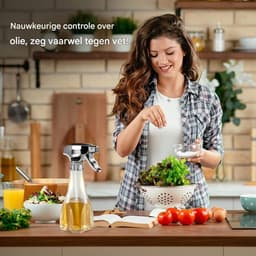 Elkuaie Olieverstuiver - Olijfolie Fles Verstuiver voor Keuken - Verstelbare Tuit Gelijkmatige Sproei - 1 - Airfryer, Grillen Zilver — thumbnail 5
