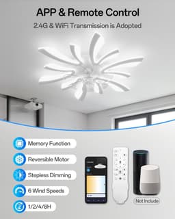 Slimme Plafondventilator met Stijlvol Licht en Spraakbesturing voor Slaapkamer en Keuken — thumbnail 5