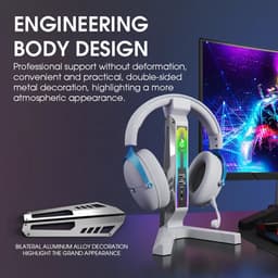 Headset Stand - Koptelefoonhouder - Standaard - 11-modi LED USB- Kabel Organizer- wit — thumbnail 4