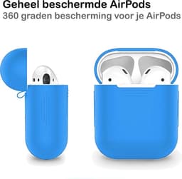 Hoesje - Geschikt voor Apple Airpods 2 - Siliconen Hoes met Clip - Silicone Case Cover - Blauw — thumbnail 5