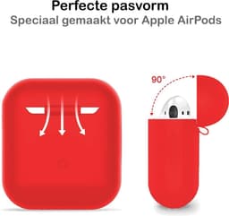 Hoesje - Geschikt voor Apple Airpods 2 - Siliconen Hoes met Clip - Silicone Case Cover - Rood — thumbnail 4