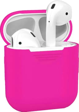 Hoesje - Geschikt voor Apple Airpods 2 - Siliconen Hoes met Clip - Silicone Case Cover - Donkerroze — thumbnail 1