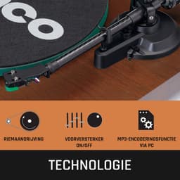Lenco Platenspeler met Bluetooth - Glazen Draaiplateau - Lenco Expertise lijn - LBT-225WA - Bruin — thumbnail 2