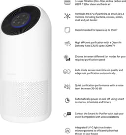 Hombli Smart Air Purifier XL – Luchtreiniger – HEPA 13 Filter en Actieve Koolstoffilter – Wifi - Bediening via App – Spraakbesturing met Google, Alexa en Siri — thumbnail 7