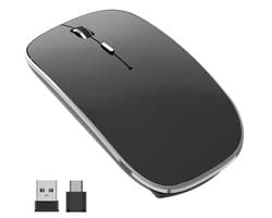 Gadgetplace Draadloze muis voor Laptop en Computer - Ergonomisch - Stille klik - USB C adapter - Zwart