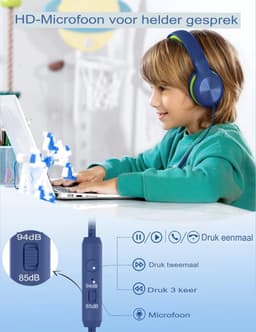 Velox Koptelefoon Kinderen Met Draad - Koptelefoon Kinderen Vanaf 2 Jaar — thumbnail 3