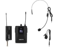 Vonyx WM55B draadloze headset microfoon met bodypack - 10 kanalen - UHF - plug & play