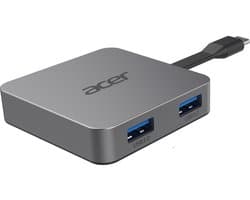 Acer USB Type-C Dongle 4-in-1 - 1xHDMI - 2xUSB 3.0 - 1xUSB-C - Zilver