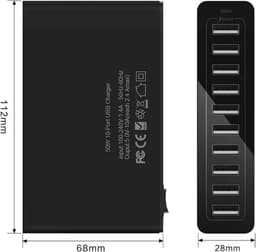 USB Lader 10 poorten| Snellader| USB-10-60W | 12A, 2.4A per poort — thumbnail 2