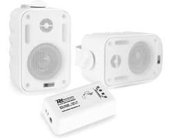 Buiten speakers - Power Dynamics BT10 versterker met Bluetooth en 3'' witte speakers