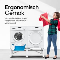 Bodo® - Wasmachine Verhoger - Dubbel - Kast - Ombouw uitschuifbare Plank - Wit - 124x54x37cm — thumbnail 4