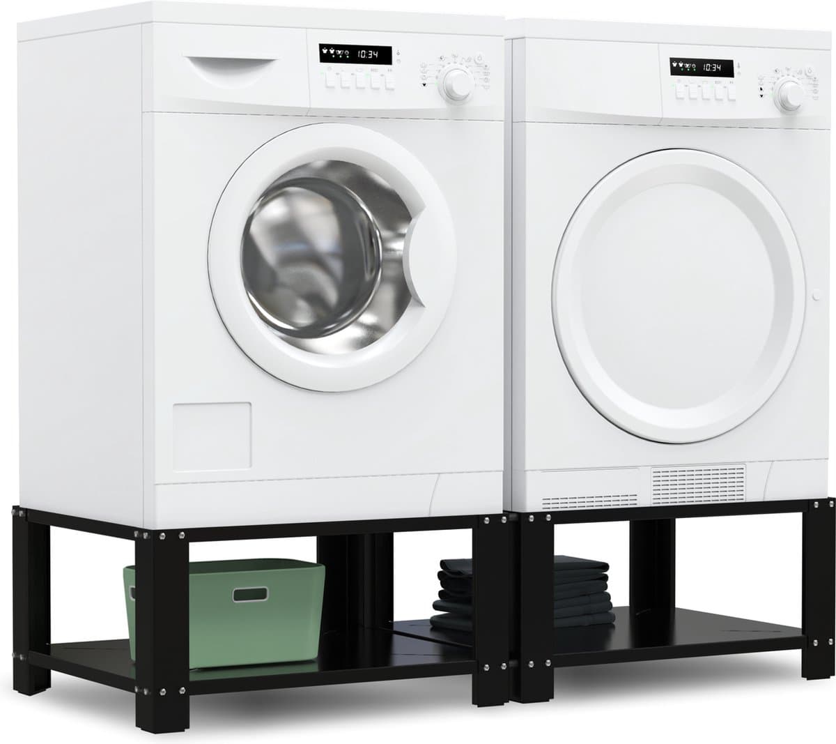 Bodo® - Wasmachine Verhoger - Dubbel - Kast - Ombouw met Plank - Zwart - 127x54x31cm — afbeelding 1