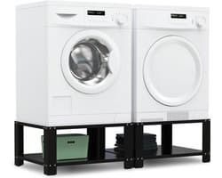 Bodo® - Wasmachine Verhoger - Dubbel - Kast - Ombouw met Plank - Zwart - 127x54x31cm