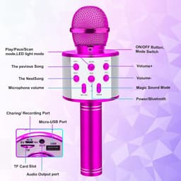 Karaoke microfoon voor kinderen, bluetooth microfoon voor kinderen, karaoke 4-in-1, geweldig als speelgoed voor jongens en meisjes vanaf 4 jaar — thumbnail 4