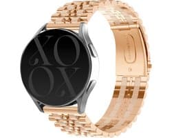xoxo Wildhearts stalen schakel smartwatch bandje 20mm - Geschikt voor Samsung Galaxy Watch Active 1/2 / Watch 1 42mm / Watch 3 41mm / Gear Sport / Polar Ignite 1-2-3 / Unite / Pacer - Amazfit GTS 1-2-3-4 / Bip - Met horloge inkorter - Rose Gold