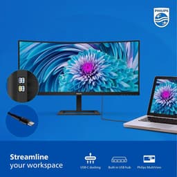 Philips 346E2CUAE - QHD Curved Ultrawide Monitor - USB-C 65w - EPEAT & TCO - 34 Inch — thumbnail 6