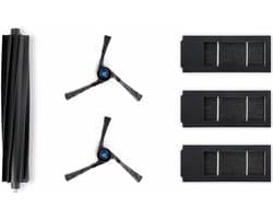 ECOVACS - DEEBOT X2 Omni - Accessoire kit - 1x Anti-Tangle hoofdborstel (siliconen rubber) 4x Zijborstels (zwart) 3x Antibacteriële filters (schuim + filter met houder)