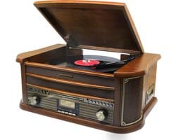 Soundmaster NR565DAB - Nostalgisch stereo muziekcenter met DAB+, bluetooth, platenspeler, CD en cassettespeler