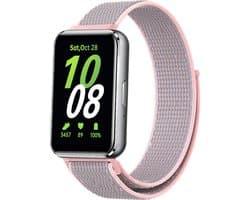 Strap-it Smartwatch nylon bandje met klittenbandsluiting - geschikt voor Samsung Galaxy Fit 3 (roze)