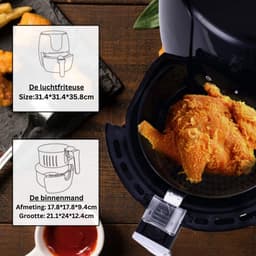 Airfryer - 3.5L - Heteluchtfriteuse - 1500W - 6 Kookprogramma's - LED Touchscreen - Digital Display — thumbnail 6
