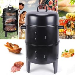 MS® - 3 in 1 Houtskoolgrill - 2-Laags - ø 40 cm - Barbecue - Roker - Stoven - Multifunctioneel - Met thermometer - Zwart - Draagbaar — thumbnail 2
