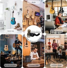Gitaarhaak - Gitaarhouder - Muurhaak voor gitaar - 2 Stuks - Gitaarhouder Beugel Muur - Muur Haak / Wand - elektische - basgitaar - Wandsteun om gitaar op te hangen - Gitaar Hanger - Gitaarsteun — thumbnail 4