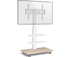 RFIVER Witte tv-beugel met wielen - Houder voor mobiele televisie - 26 tot 65 inch - max 35 kg