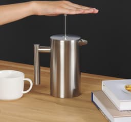 French Press van roestvrij staal 350 ml (2 kopjes) - Thermo koffiemaker dubbelwandig geïsoleerd met meetschaal incl. reservefilter & handleiding — thumbnail 2