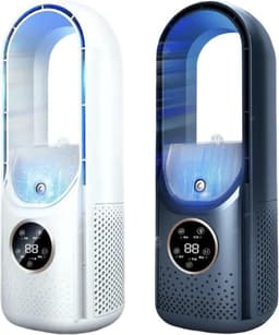 Mini airco – Blauw – airco met water - Mini Airco 4 in 1 – Koelen, Blazen, Lucht Bevochtigen – Draagbare Luchtkoeler Koelventilator – 3 Wind Snelheden – USB Airconditioner – sfeerverlichting -Draagbare - koelventilator - Coolingdown - draagbare airco — thumbnail 4