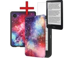 Hoes Geschikt voor Kobo Clara BW - Met Screenprotector - Luxe E-reader Bescherm Case - Hoesje Book Cover - Galaxy
