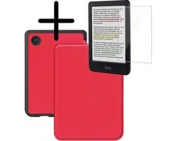 Hoes Geschikt voor Kobo Clara Colour Hoesje Bookcase Cover Hoes Met Screenprotector - Hoesje Geschikt voor Kobo Clara Colour Hoes Cover Case - Rood