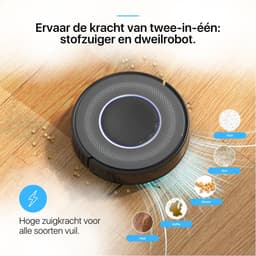 Avalect CleanMate - Robotstofzuiger met dweilfunctie - Met laadstation - dweilrobot - Ideaal voor huisdieren - Gyroscoop - val & object detectie - Vloerdetectie - Met App - Zwart — thumbnail 2