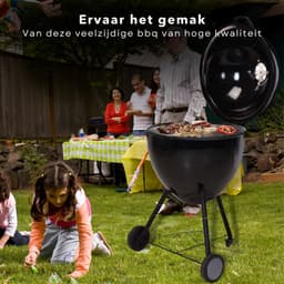 Luxe XXL Houtskool BBQ - 56.5cm - Grill-Oppervlak 49cm - RVS Ventilatierooster - 97cm Hoogte - 14.6kg Gewicht - Verrijdbaar - Barbecue - Inclusief EBOOK — thumbnail 2