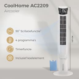 CoolHome AC2209 Aircooler- Luchtkoeler met draaifunctie - Met App en Afstandsbediening - Incl. Koelelement - 107 CM - Dimbaar LED scherm - Wit — thumbnail 4