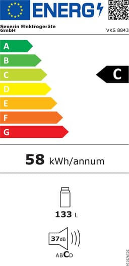 Severin VKS 8843 - Tafelmodel koelkast - Energieklasse C - 133 Liter - Wit — thumbnail 2