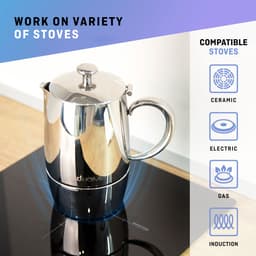 Espressomaker VeoHome 300ml RVS - Percolator inductie - Moka pot 5 kops - Robuuste, Compatibel met Alle Kookplaten — thumbnail 5