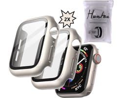 Huntex Screenprotector Geschikt Voor Apple Watch 7 / 8 en 9 45mm - 2 Stuks - Silver / Starlight