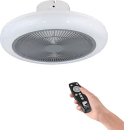 EGLO Kostrena Plafondventilator met lamp - Ø 45,5 cm - 3 snelheden - Instelbaar wit licht - Dimbaar - AC longer life - Wit/Grijs - Sterren - Glinsterend — thumbnail 1