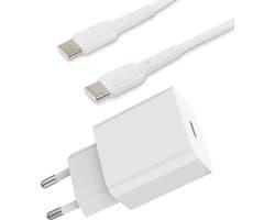 20W USB-C Thuislader met USB C naar USB C Oplaadkabel - 2 Meter - 4x Sneller Opladen
