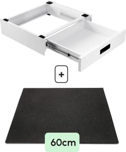 Bodo® - Stapelkit & Anti trillingsmat voor Wasmachine en Droger - Tussenstuk met Uitschuifbare Opberglade - Wit — thumbnail 1