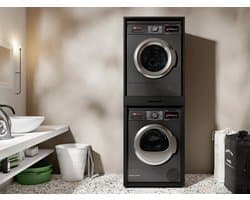 MOBISTOXX Wasmachine Kast - Wasmachine Verhoger - Wasmachine Ombouw - 69 cm x 67 cm x 189 cm (B x D x H) - Voor Wasmachine en Droogkast - Zwart