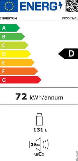 Inventum KK550S tafelmodel koelkast energiezuinig - 131 liter - Zonder vriesvak - 55 cm breed - Superkoelen - Led-verlichting - Energielabel D - Vrijstaand - RVS — thumbnail 3
