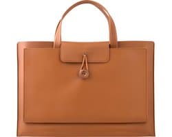 Laptoptas 11 tot 14 inch - 3 Vakken - Vegan Leer - Laptophoes - Laptop Tas - Geschikt voor o.a Dell XPS 13, MacBook Air Pro, Surface Pro 9, ChromeBook - Bruin